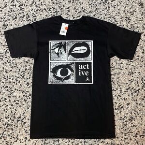 Active Ride Shop Tee Shirt Black Short Sleeve White Graphic Men’s Size Small